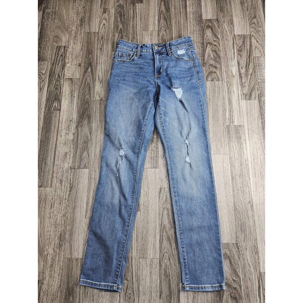Old Navy Jeans Womens 0 Power Slim Straight High Rise Distressed Denim Pants